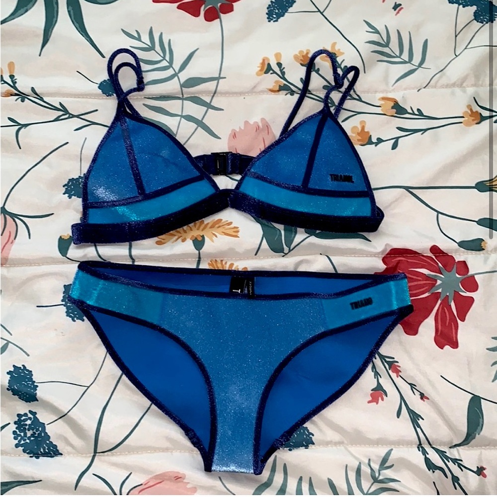 Triangl blue velvet Tootsie swimsuit bikini